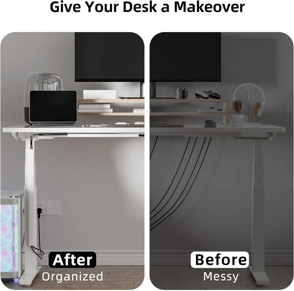 Yecaye 157in Cable Management Cord Organizer, White | Under Desk Cord Cover & Organizer - view 7