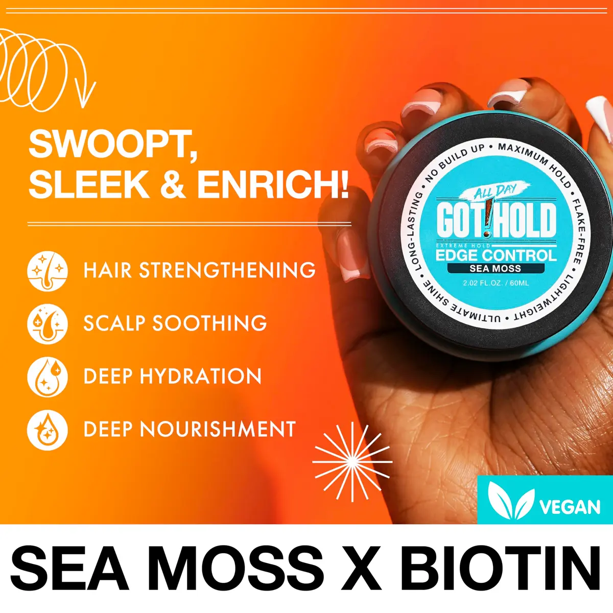 ALL DAY GOT HOLD Extreme hold Sea Moss Edge Control 2.02 fl.oz/60ml | Long-lasting, Hydrating & Vegan - view 3