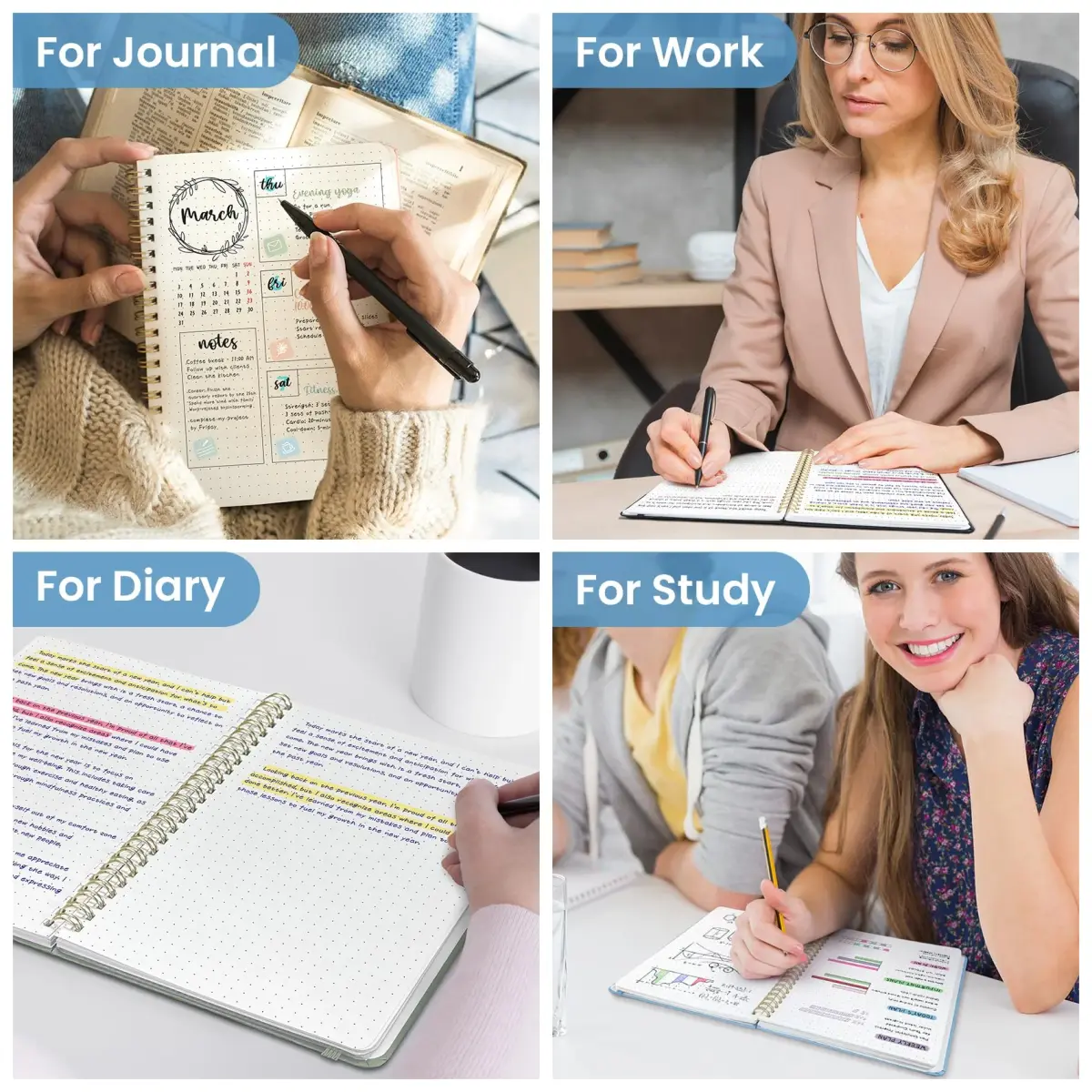 Taja Dotted Spiral Journal Notebook A5 (5.7" x 7.9") | Acid-Free Paper for Journaling & Note Taking - view 7