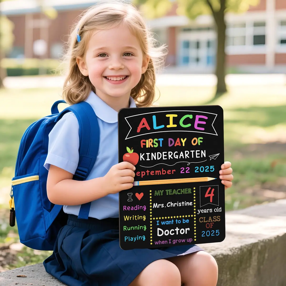 V-Opitos First & Last Day of School Board 10.3 x 13 Inch Double Sided Wooden Chalkboard - view 6