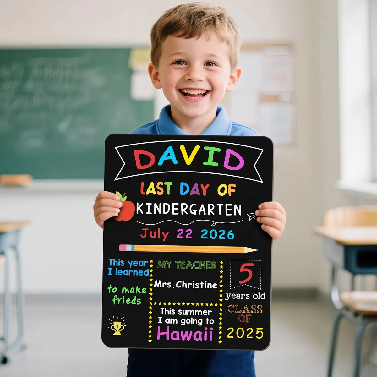 V-Opitos First & Last Day of School Board 10.3 x 13 Inch Double Sided Wooden Chalkboard - view 7