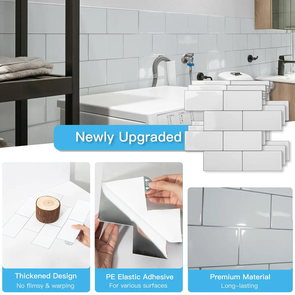 Art3d Subway Peel and Stick Backsplash 12.6 x 10.6 in Thickened Design | Modern White Tile for Kitchen & Bathroom - view 5