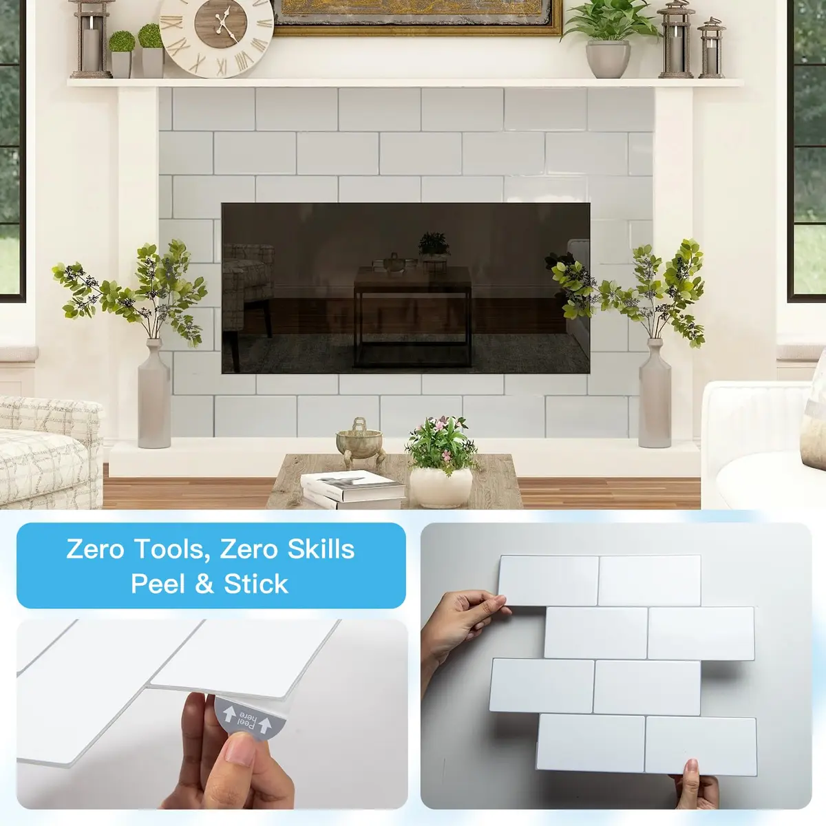 Art3d Subway Peel and Stick Backsplash 12.6 x 10.6 in Thickened Design | Modern White Tile for Kitchen & Bathroom - view 8