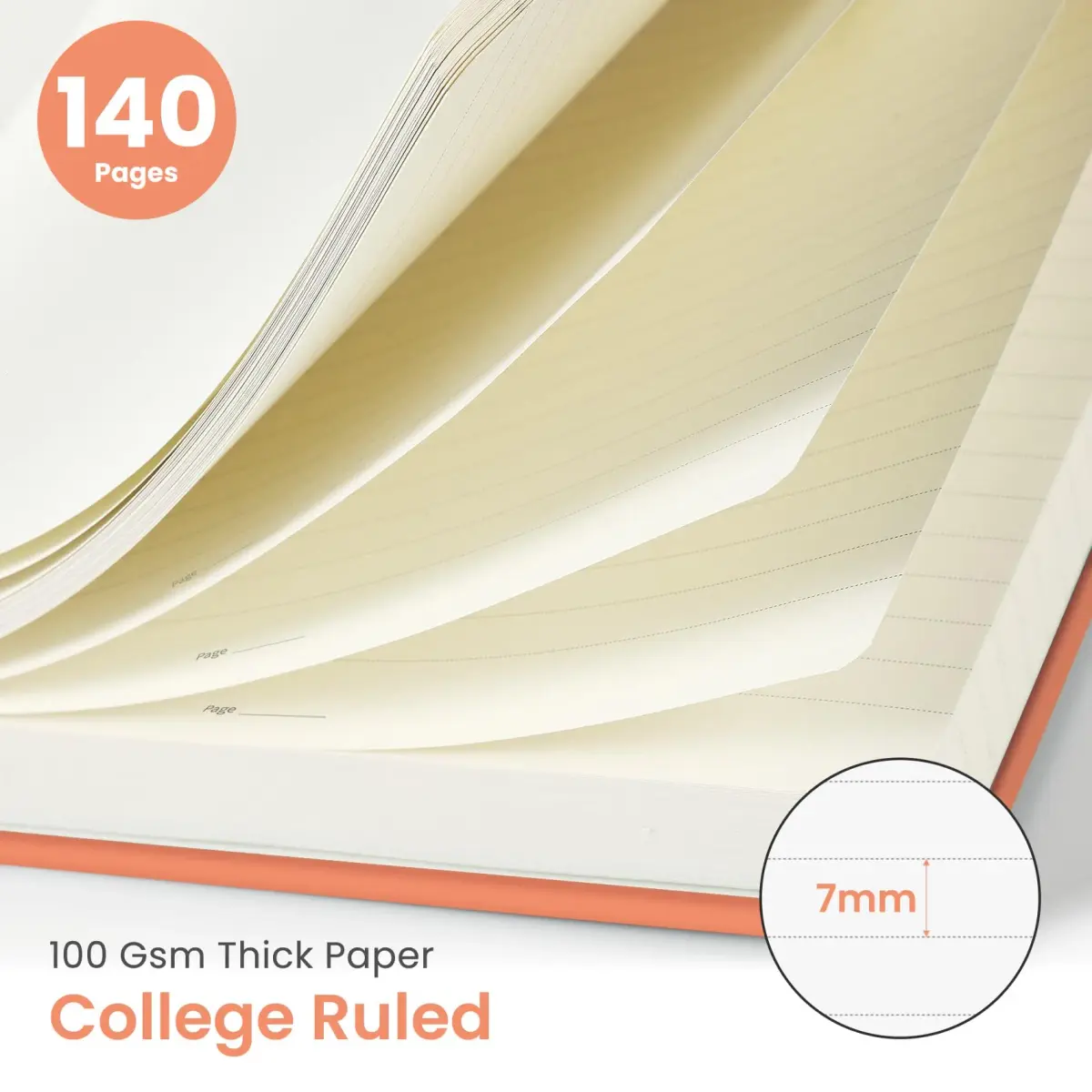 Taja Lined Spiral Journal Notebook A5 (5.7" x 7.9") | Quality Paper for Study & Work - view 2