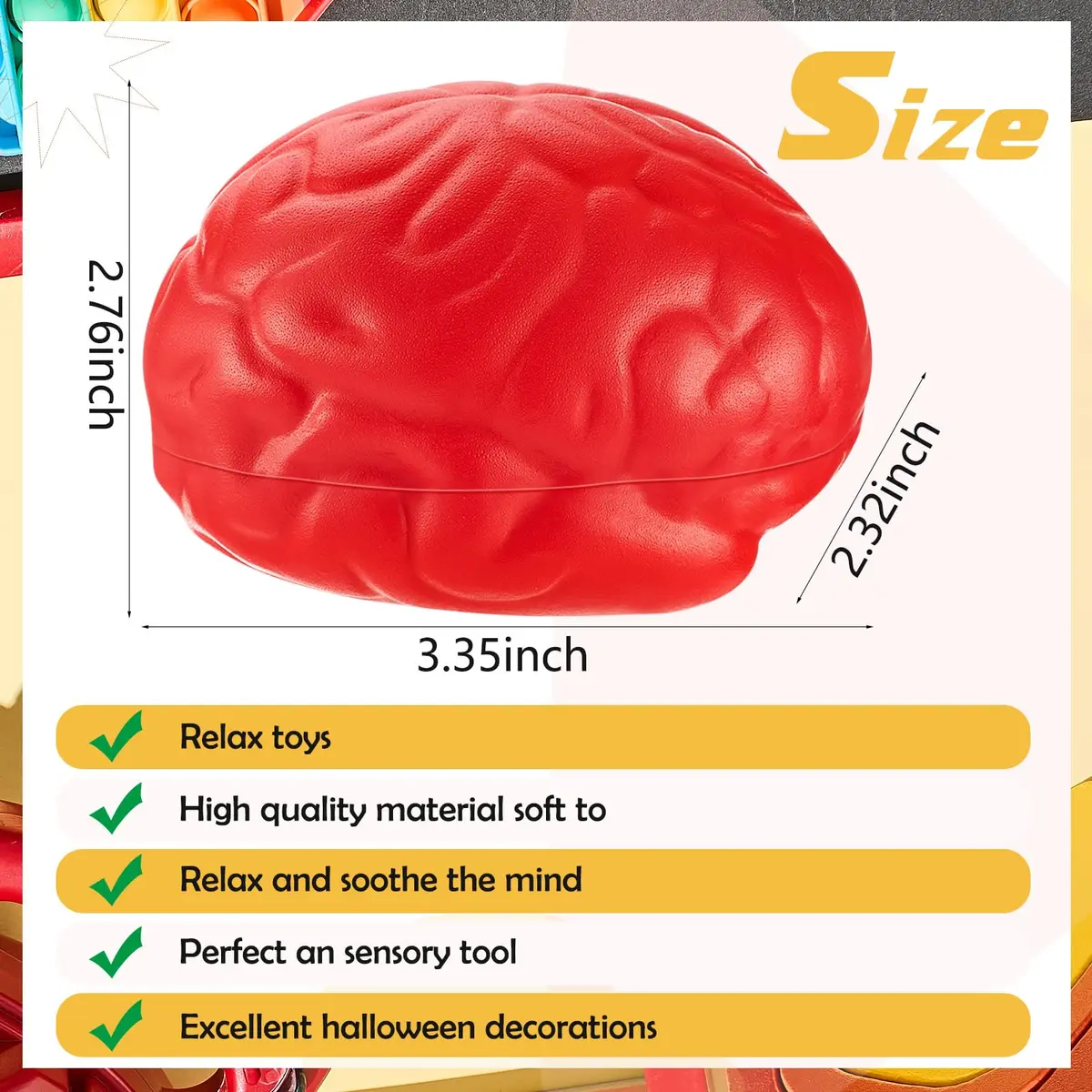 Hungdao Anatomy Heart Brain Stress Toy Set Foam Squeeze Balls 10.99cm (4.33in) x 7.70cm (3.03in) x 5.51cm (2.17in) | PU Foam - view 5