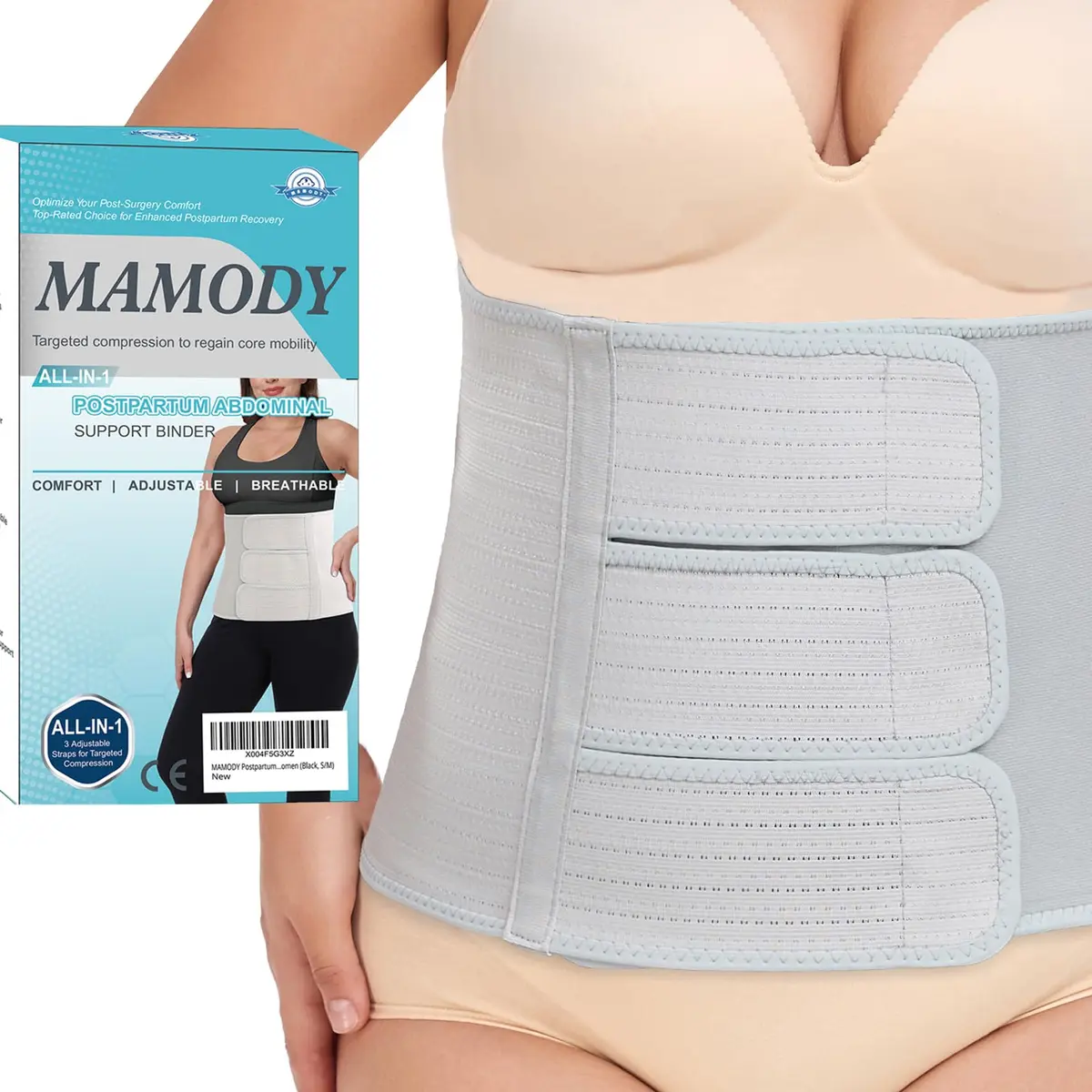 MAMODY Postpartum Belly Band for C-Section & Natural Delivery | Adjustable Support, Breathable Mesh, Latex-Free (Large) - main product image