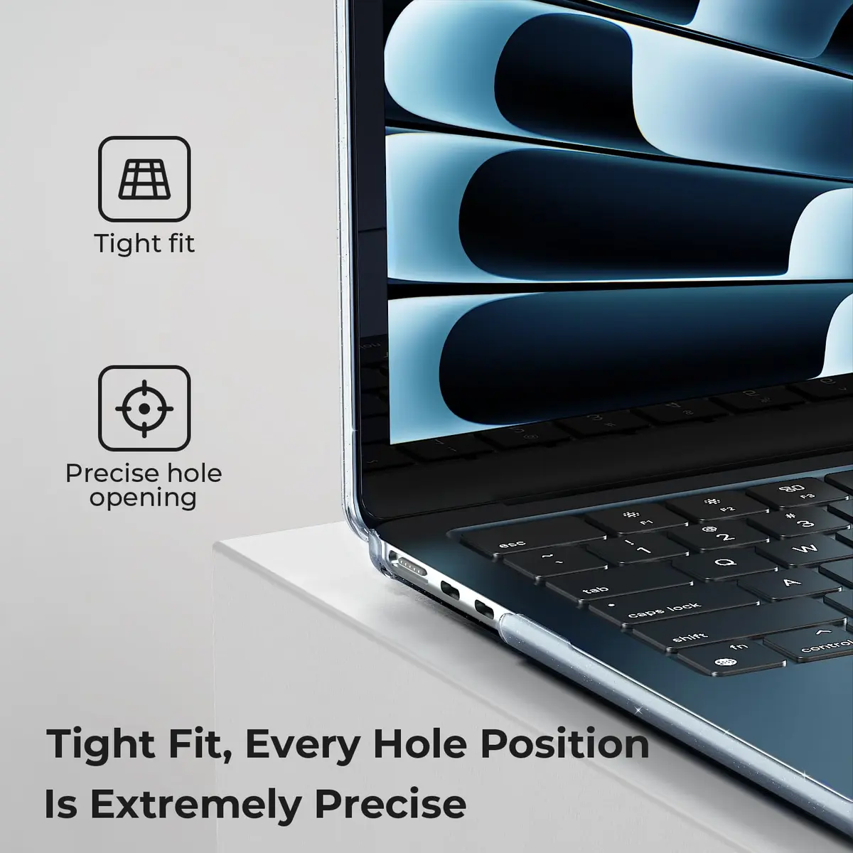 EooCoo Sparkly Case for MacBook Air 13 inch M5/M4/M3/M2 2026-2022 | Sky Blue, Ultra-Thin & Scratch-Resistant - view 3