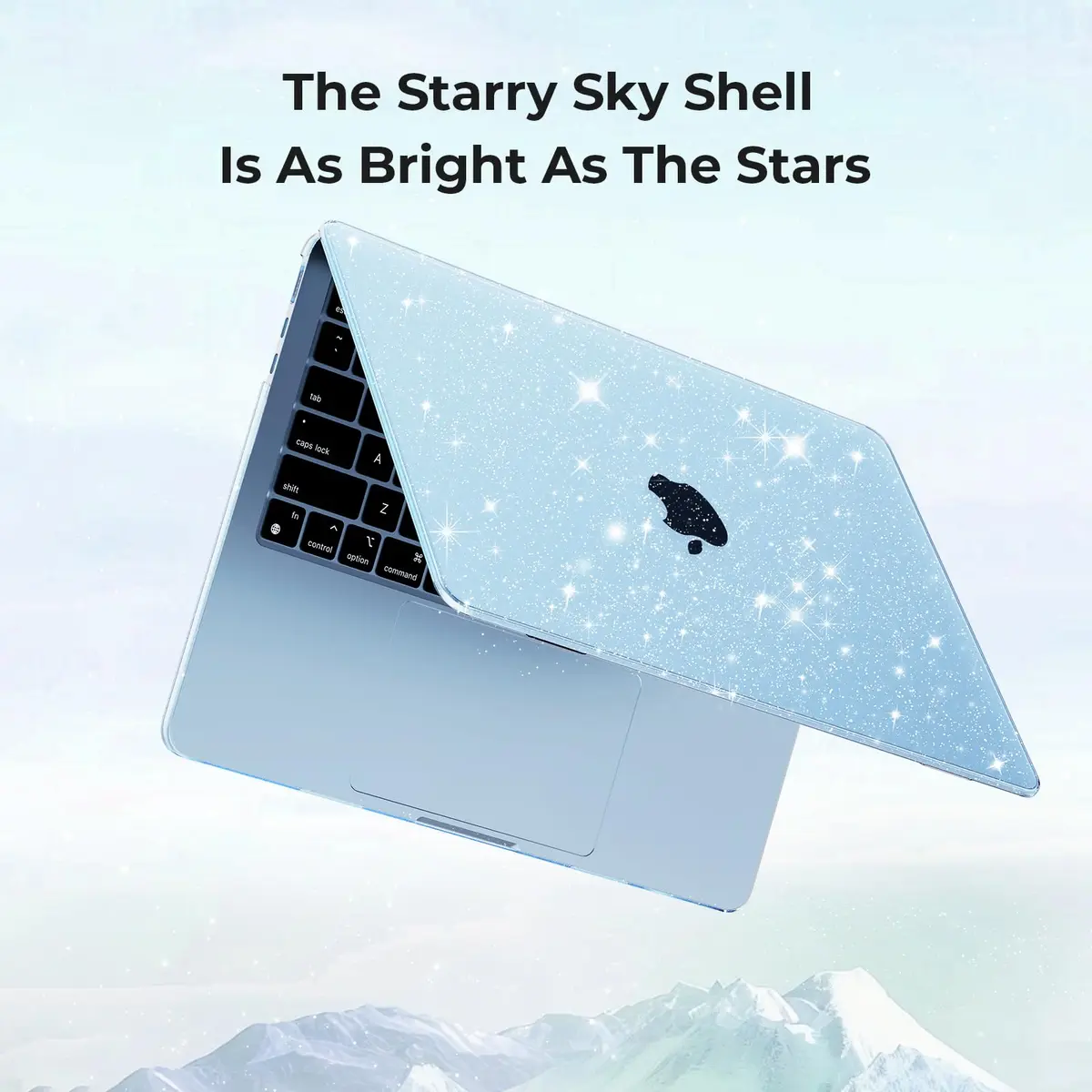 EooCoo Sparkly Case for MacBook Air 13 inch M5/M4/M3/M2 2026-2022 | Sky Blue, Ultra-Thin & Scratch-Resistant - view 4
