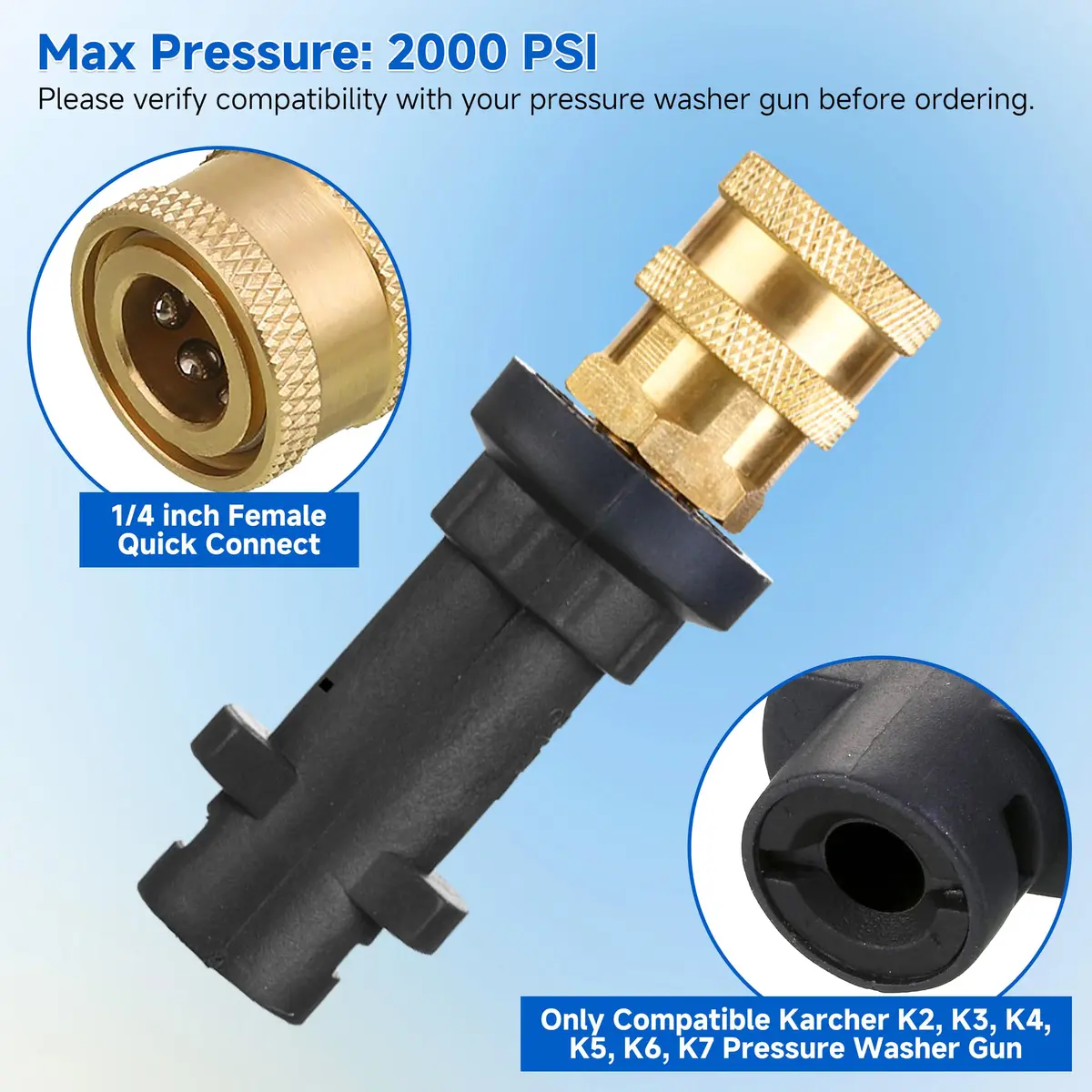 M MINGLE Pressure Washer Gun Coupler to 1/4" QC | Compatible with Karcher K2-K7 (Pre-2010) & Stanley SLP - view 5