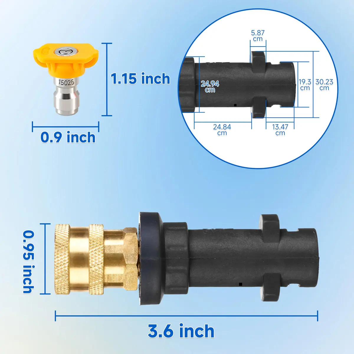 M MINGLE Pressure Washer Gun Coupler to 1/4" QC | Compatible with Karcher K2-K7 (Pre-2010) & Stanley SLP - view 3