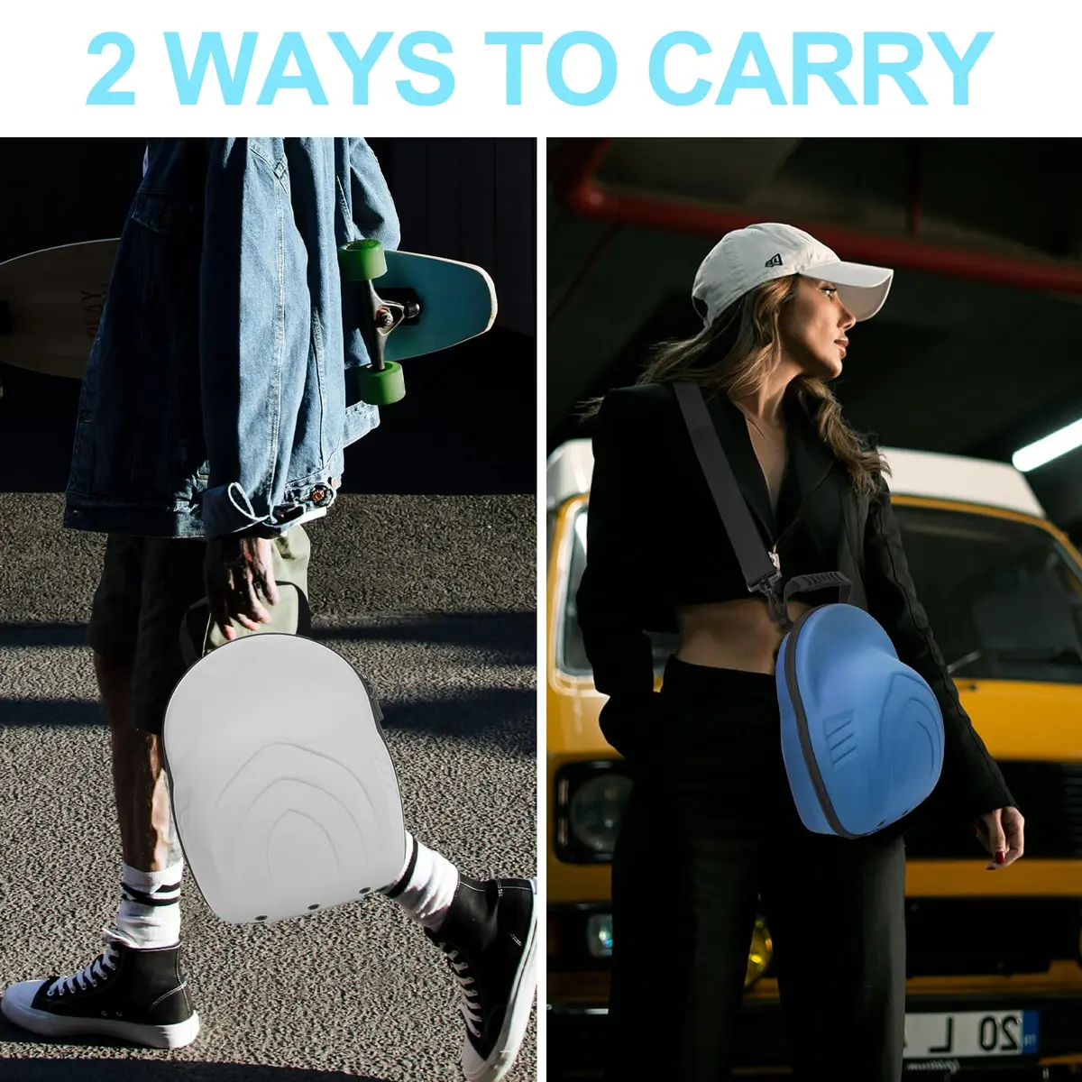 Glamgen Hard Hat Travel Case for 6 Hats | Grey EVA with Shoulder Strap - view 6