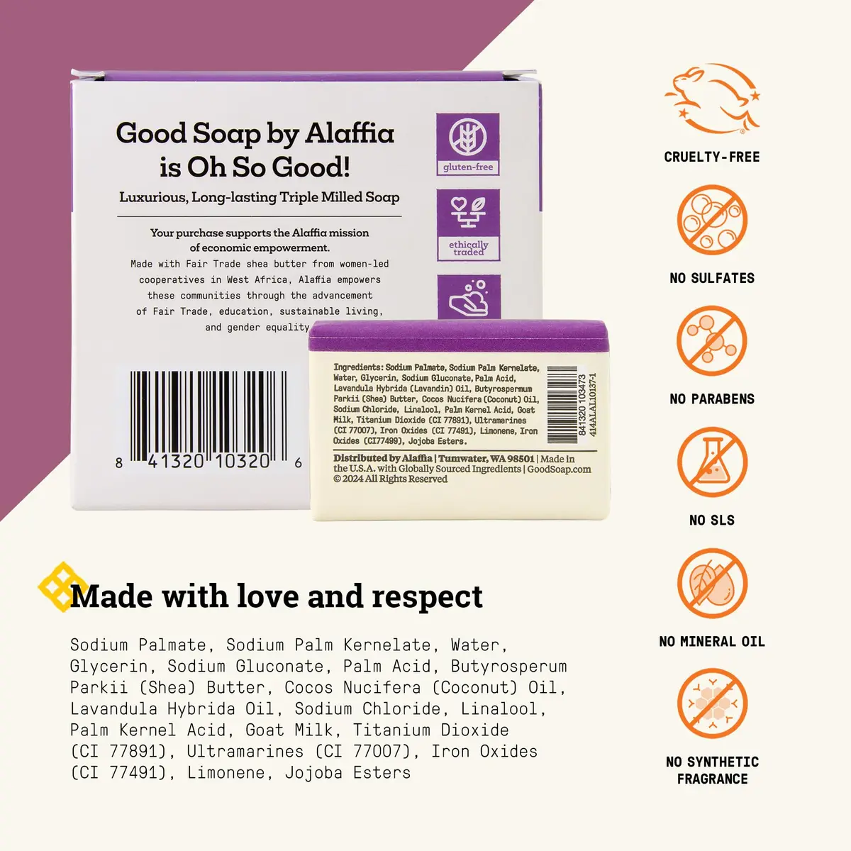 Alaffia Good Soap Bar Value Pack, Lavender, 8 Bars + Trial-Size Bar | Nourishing Fair Trade Shea & Coconut Oil - view 2