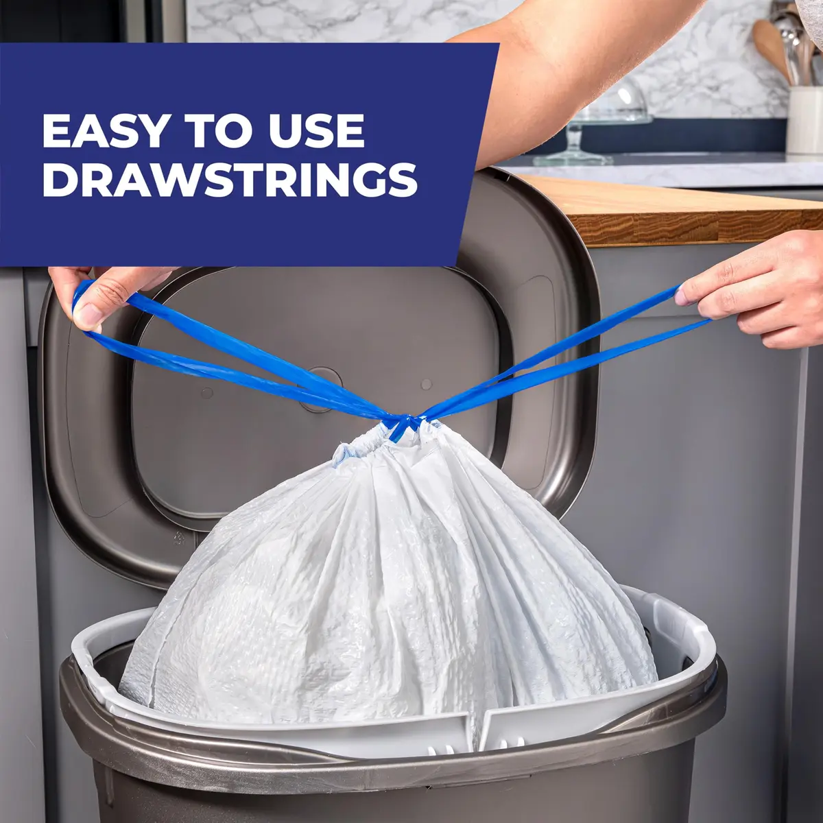 Hefty Ultra Strong 13 Gallon Trash Bags, White, Clean Burst Scent, 110 Bags | 13 Gallon Kitchen Bags with Odor Control - view 5