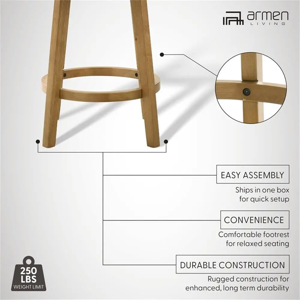Armen Living Isla 26 in. Amber Glow Counter Height Rubberwood Swivel Barstool with Ivory Fabric Seat - Set of 3 - view 5