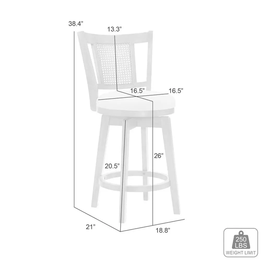 Armen Living Isla 26 in. Amber Glow Counter Height Rubberwood Swivel Barstool with Ivory Fabric Seat - Set of 3 - view 3