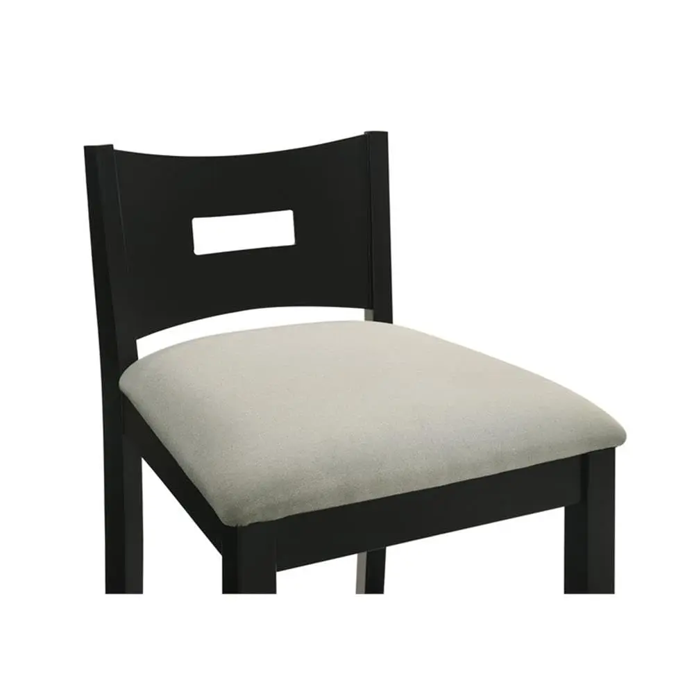 Armen Living Ren 30 in. Matte Black Bar Height Rubberwood Barstool with Fog Fabric Seat - Set of 3 - view 9