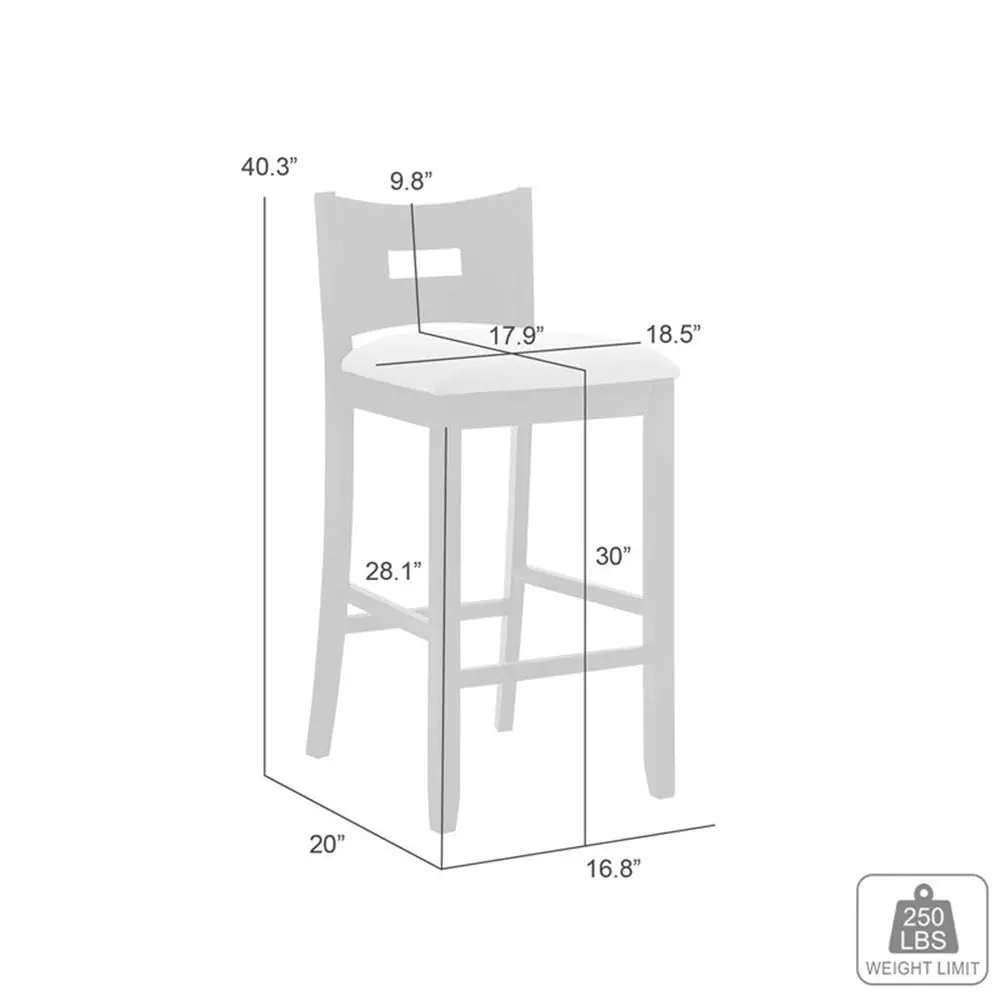 Armen Living Ren 30 in. Matte Black Bar Height Rubberwood Barstool with Fog Fabric Seat - Set of 3 - view 2