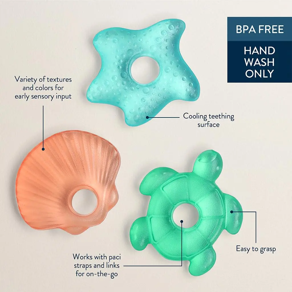 Itzy Ritzy Water-Filled Teethers for Teething Relief, Set of 3 (Seaside) | BPA-Free Silicone, Chills for Comfort - view 3
