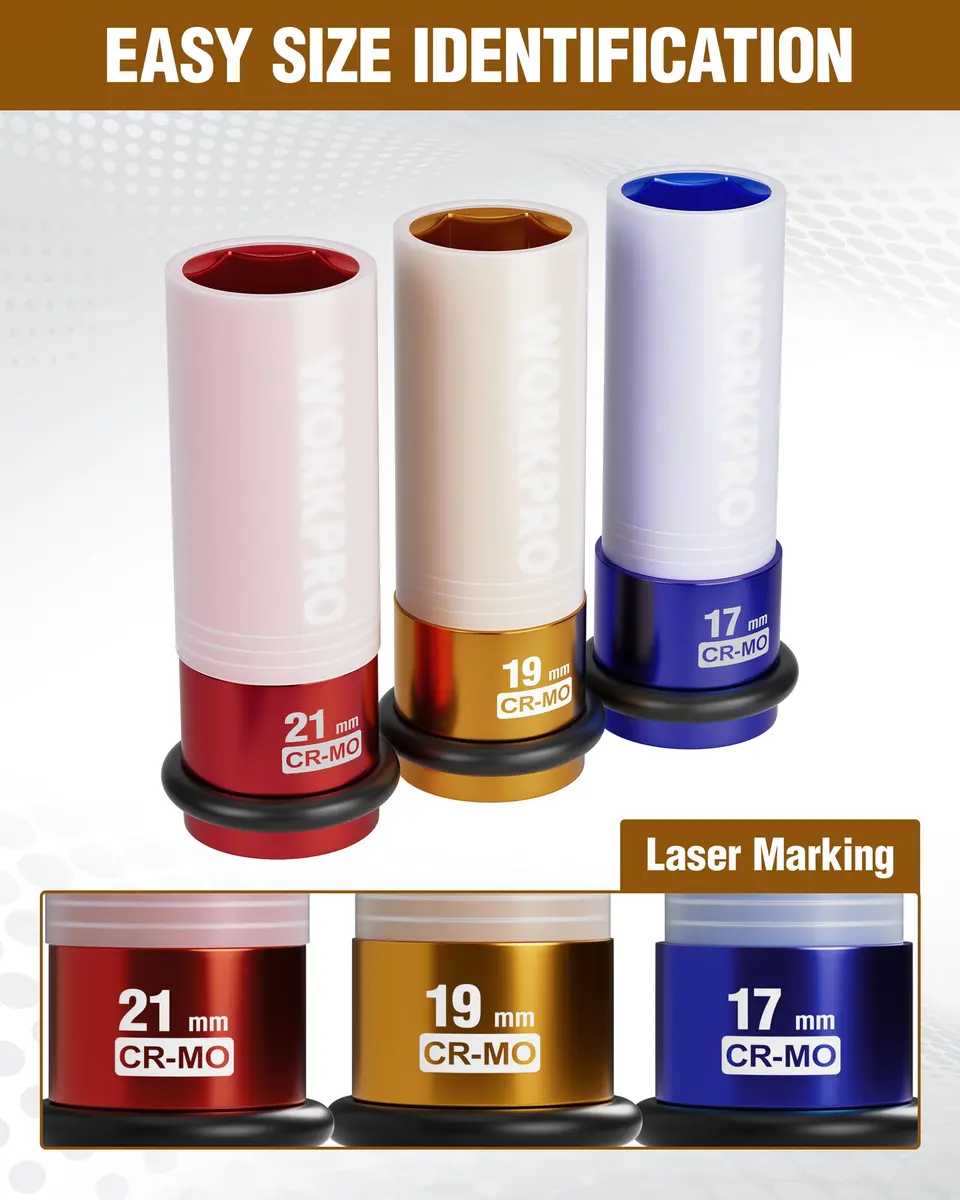 WORKPRO 1/2" Drive 19mm Deep Thin Wall Impact Socket | Premium Cr-Mo Steel for Lug Nuts - view 7