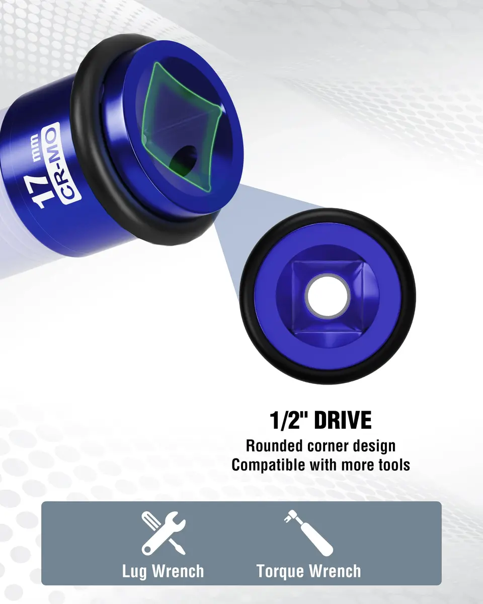 WORKPRO 1/2" Drive 17mm Deep Thin Wall Impact Socket | Chrome Molybdenum Steel - view 5