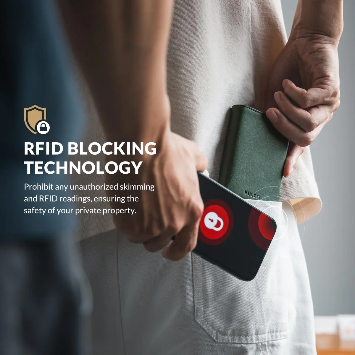 VULKIT Card Holder Wallet with Coin Pocket & ID Window | RFID Blocking Leather Wallet for Cash & Credit Cards - view 5