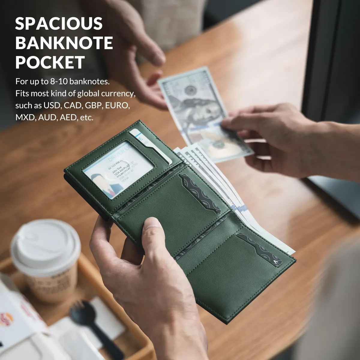 VULKIT Card Holder Wallet with Coin Pocket & ID Window | RFID Blocking Leather Wallet for Cash & Credit Cards - view 4