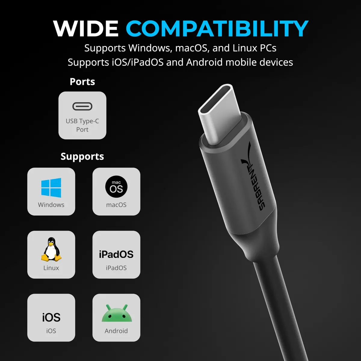 SABRENT USB-C to 3.5mm Audio Adapter with 100W PD, 24-Bit | Portable Sound Card for USB-C Devices - view 4