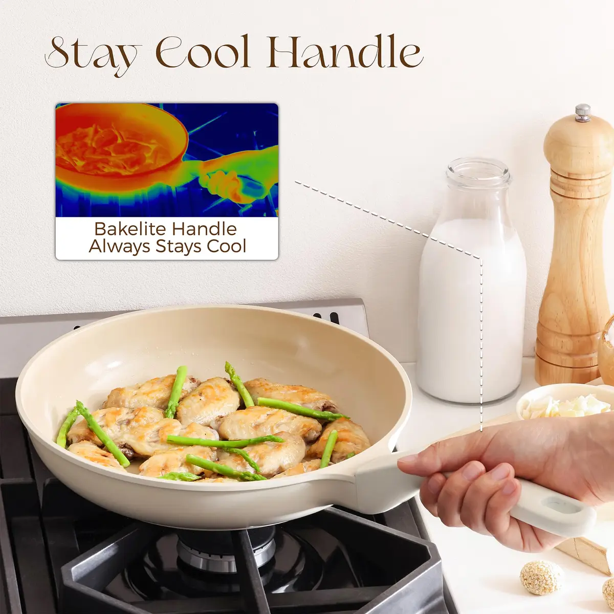 PRICUSIS Nonstick Ceramic Frying Pan 8 Inch | Induction Safe & Dishwasher Friendly - view 6