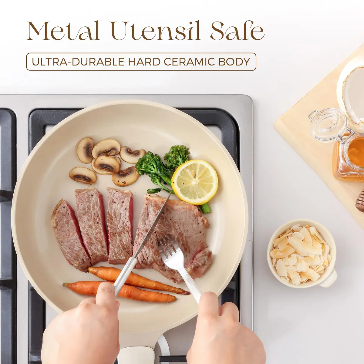 PRICUSIS Nonstick Ceramic Frying Pan 8 Inch | Induction Safe & Dishwasher Friendly - view 2
