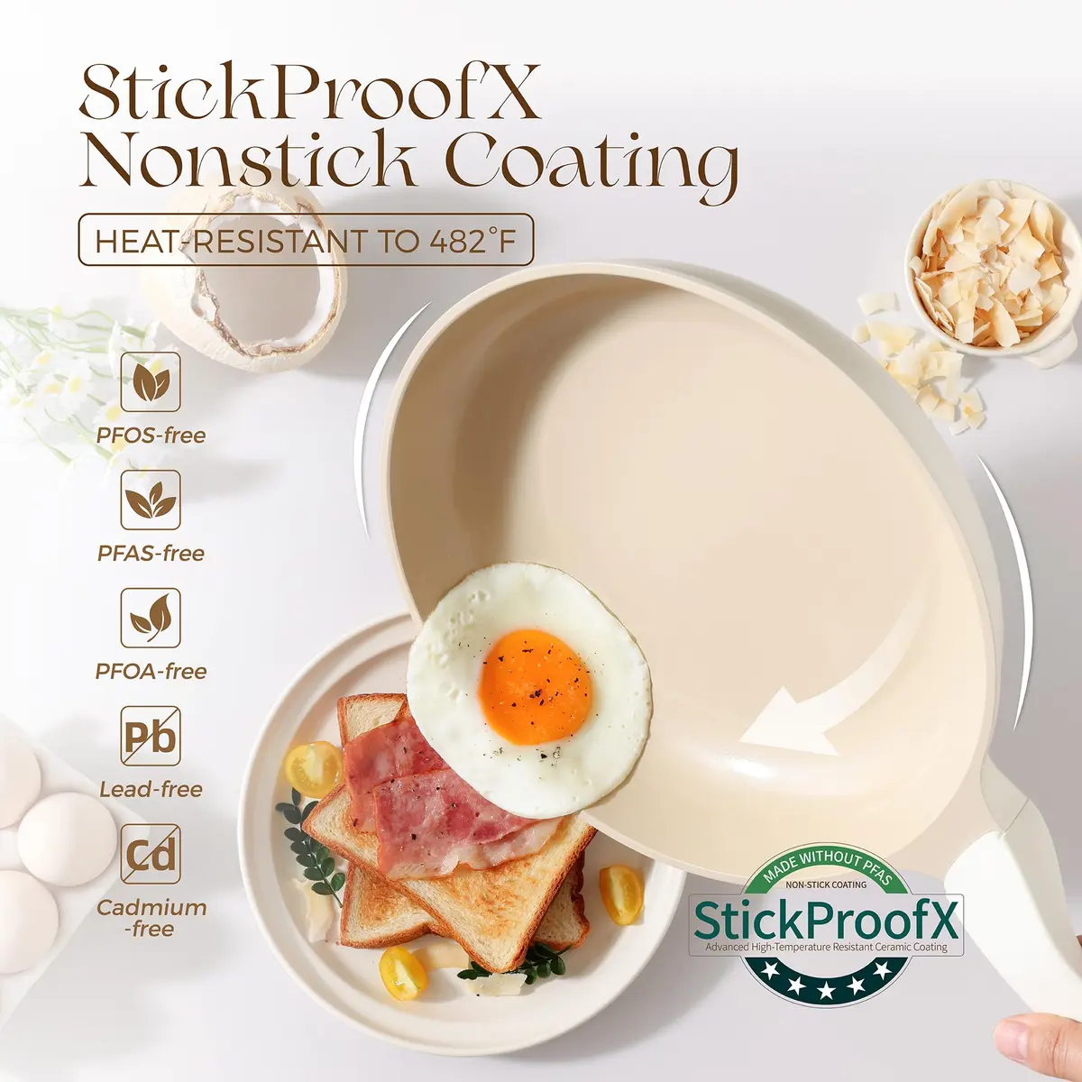 PRICUSIS Nonstick Ceramic Frying Pan 8 Inch | Induction Safe & Dishwasher Friendly - view 3