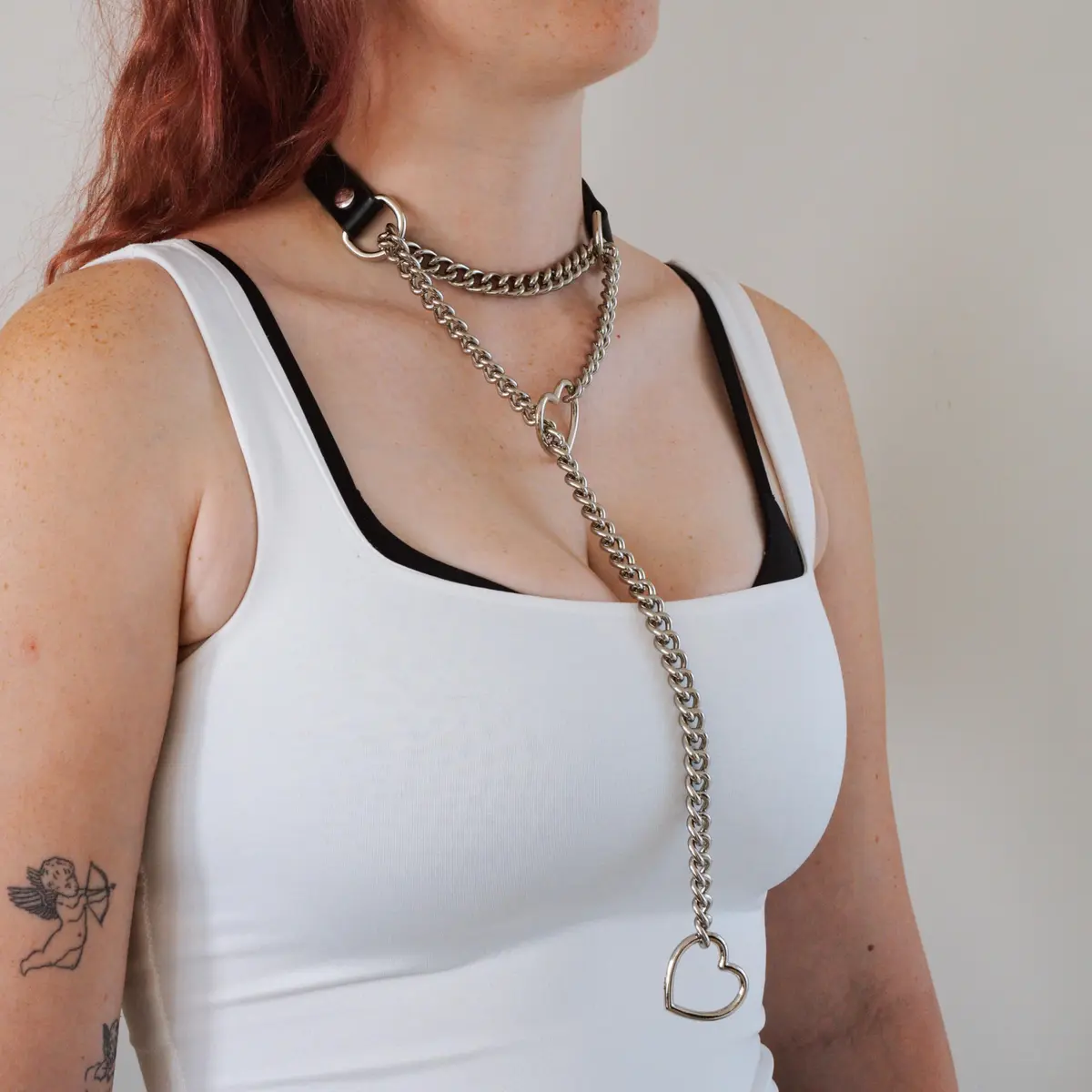 ADEMISHIA Handmade Black Heart O-ring Slip Chain Choker Collar For Women, Adjustable 21.5-23.5 inches | Punk Gothic Style - view 7
