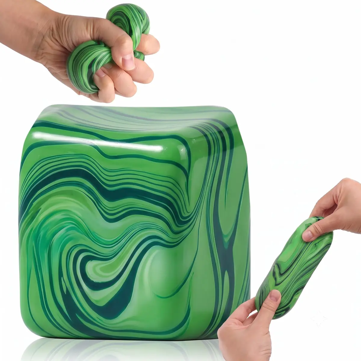 Drephere Green Ice Cube Stress Ball 5.6cm (2.2 inches) | Non-Toxic Sensory Toy for Kids & Adults - main product image