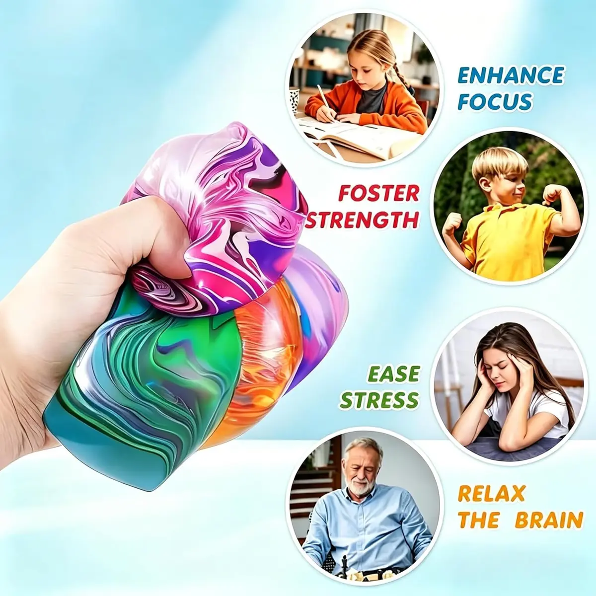 Drephere Green Ice Cube Stress Ball 5.6cm (2.2 inches) | Non-Toxic Sensory Toy for Kids & Adults - view 3