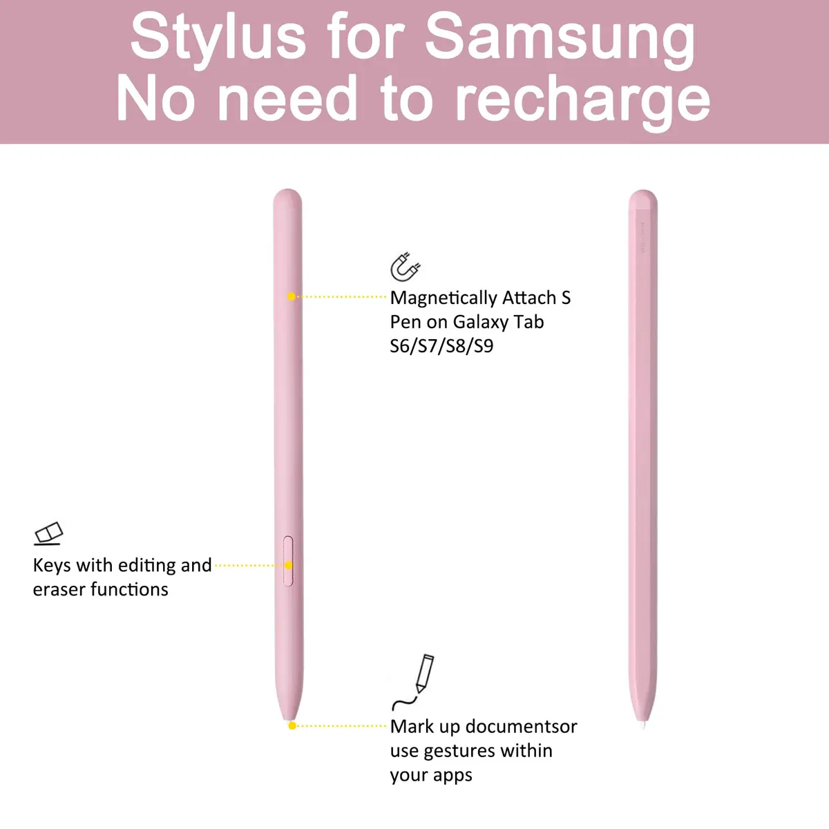 Amtake Replacement Stylus Pen for Galaxy Tab S6 Lite (Pink) | 4096 Pressure Levels - view 4