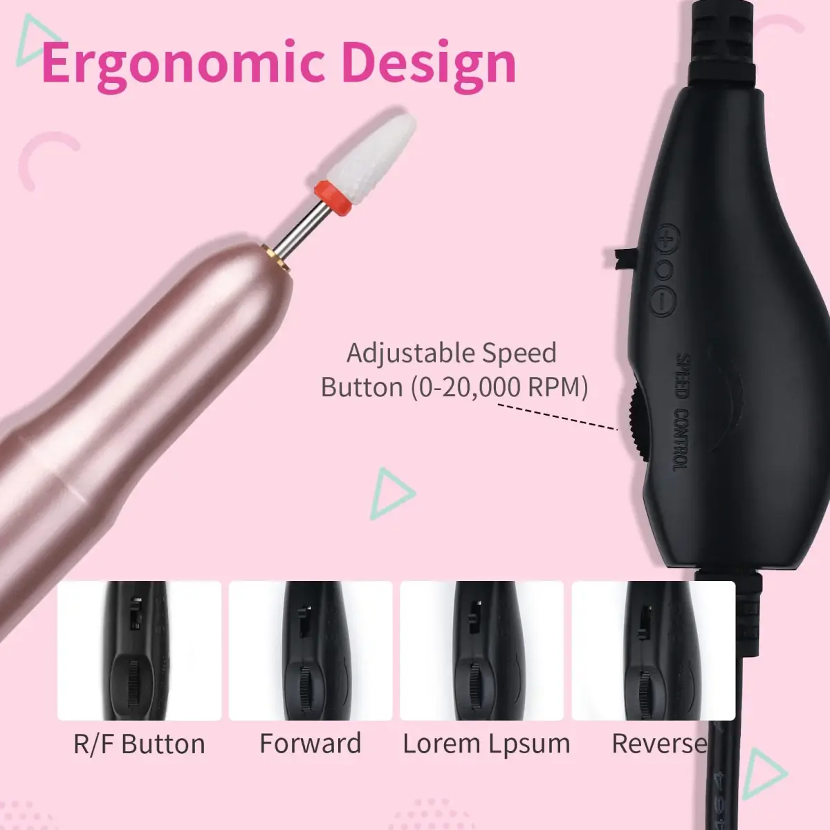 SAVILAND Electric Nail Drill 20000RPM Portable Efile Machine with 7 Bits & 51 Sanding Bands | Professional Acrylic Gel Nail Care - view 5