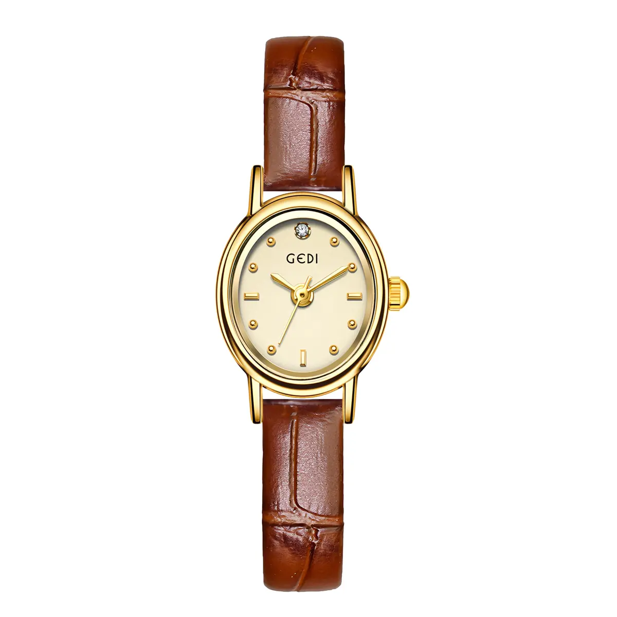 Gosasa Women's Retro Leather Strap Watch 18mm Dial | Elegant Vintage Dress Accessory - main product image