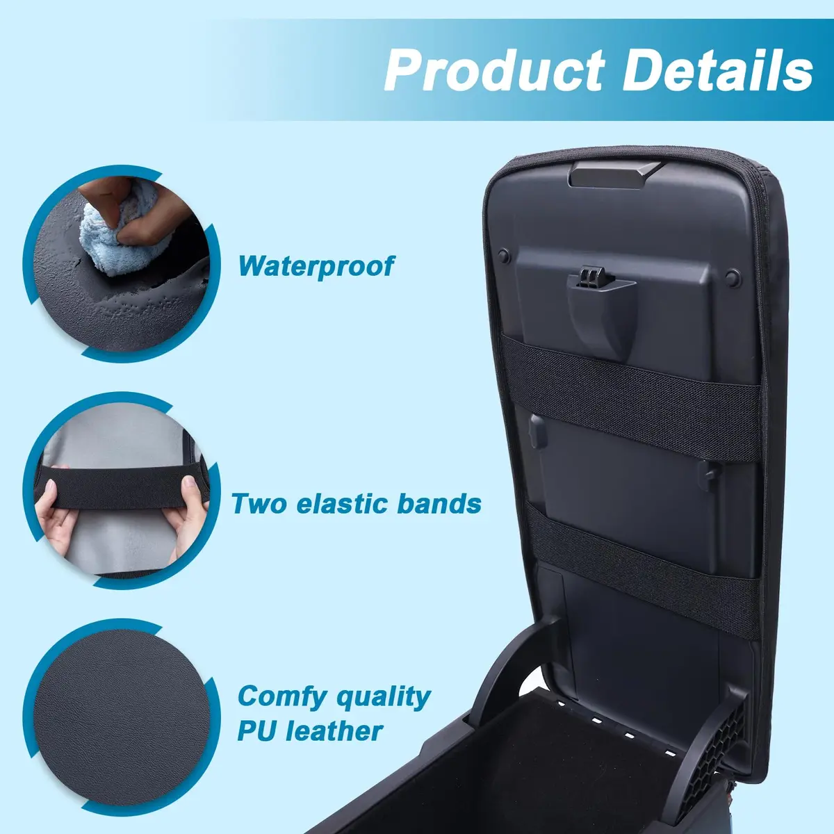 TOPINSTALL Center Console Cover for 2025-2027 Toyota Camry LE/SE/XLE/XSE | PU Leather Armrest Protector - view 6