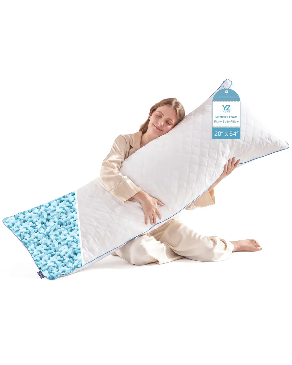 YZ HOME Long Body Pillow for Adults | Firm Support with Adjustable Height (20x54 Inch, White) - main product image