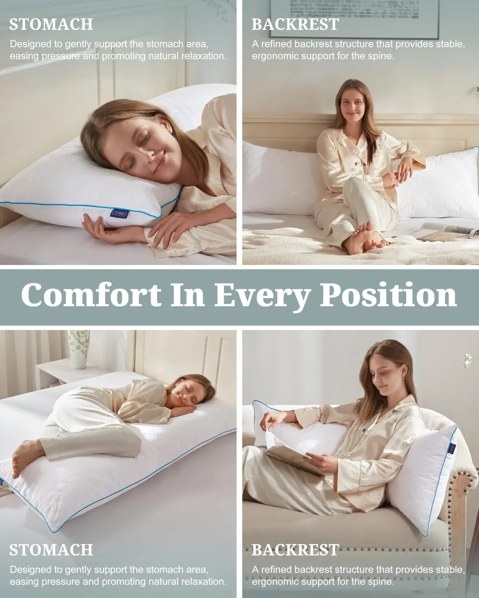 YZ HOME Long Body Pillow for Adults | Firm Support with Adjustable Height (20x54 Inch, White) - view 5