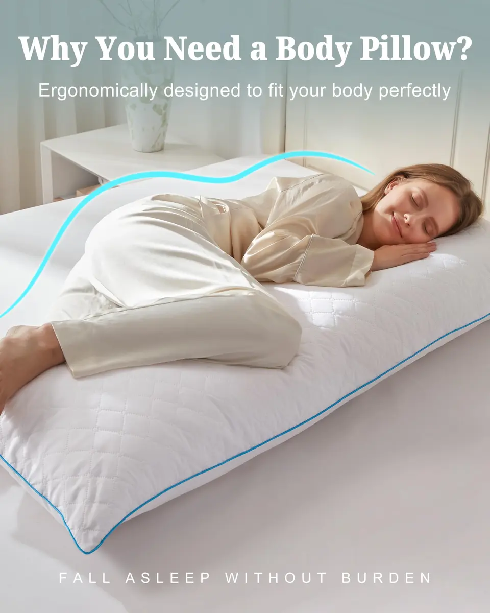 YZ HOME Long Body Pillow for Adults | Firm Support with Adjustable Height (20x54 Inch, White) - view 3