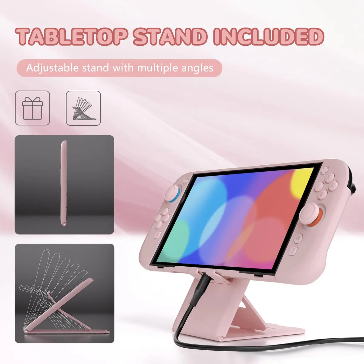 playvital Pink Portable Electronic Device Cover for Nintendo Switch 2 | Full-Body Dockable Shell (65g) - view 6