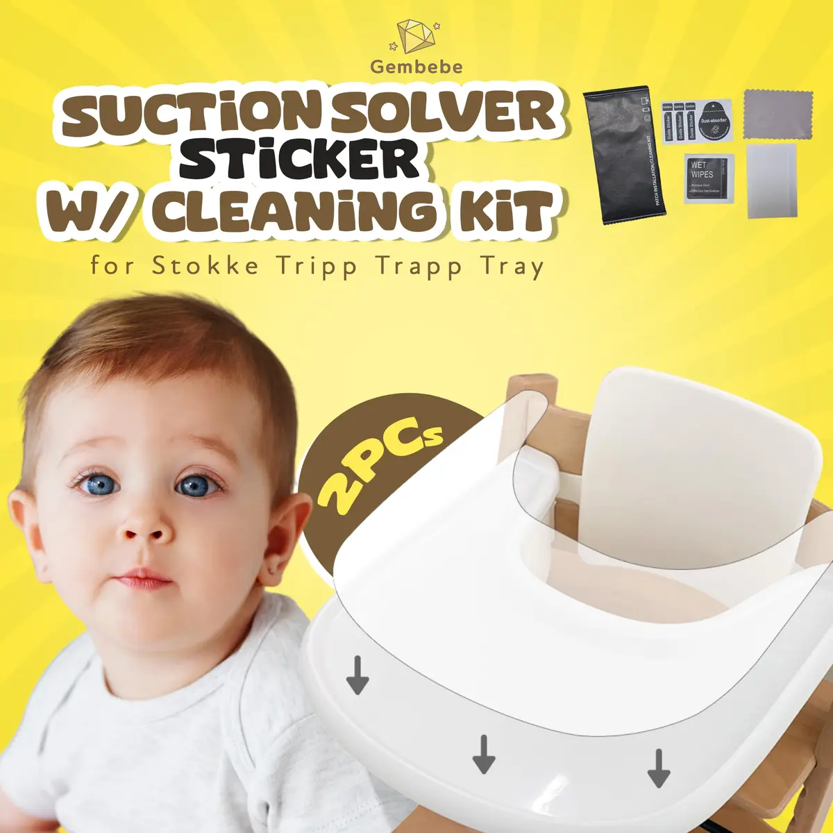 Gembebe Suction Solver Sticker Compatible with Stokke Tripp Trapp Tray 2 Pieces | Improves Suction & Keeps Bowls Secure - view 2