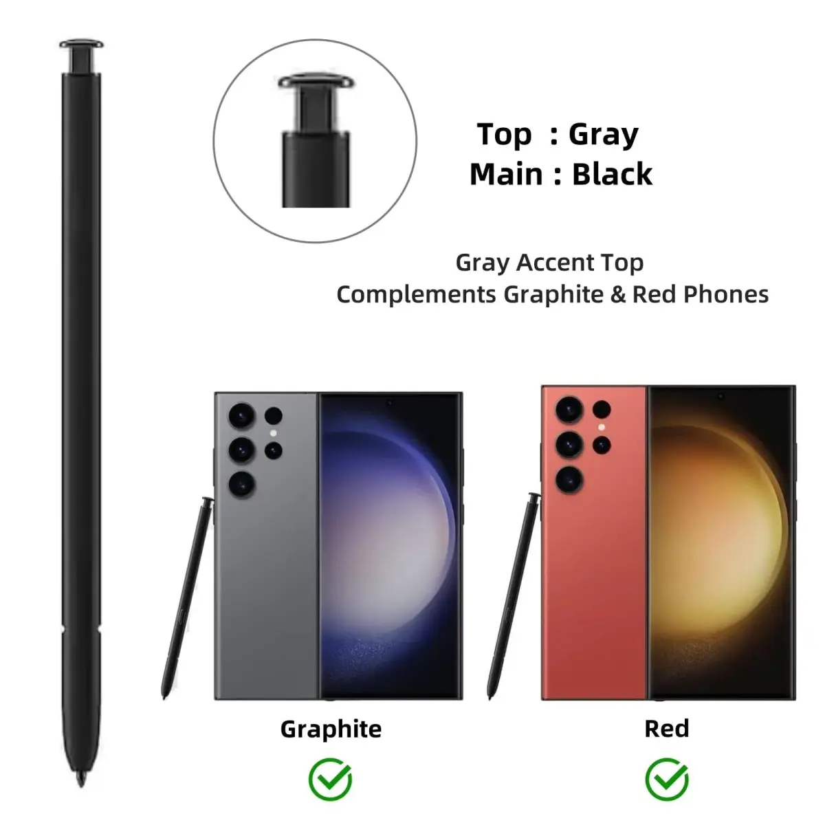TYHJ S Pen S23 Ultra Replacement Stylus with Bluetooth & Replacement Tips for Samsung Galaxy S23 Ultra 5G | 4096 Pressure Levels - view 2