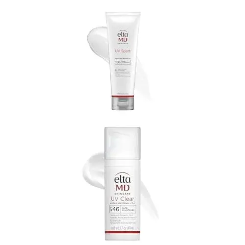 EltaMD UV Sport SPF 50 Body Sunscreen 8oz & UV Clear SPF 46 Face Sunscreen 1.7oz | Water & Sweat Resistant, Oil-Free, for Acne-Prone Sensitive Skin - main product image