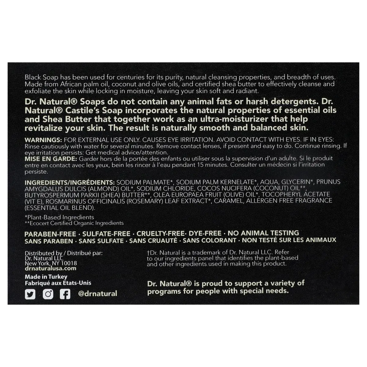 Dr. Natural Black Bar Soap 5 oz | Organic Shea Butter for Acne & Blemishes | Gentle & Moisturizing - view 9