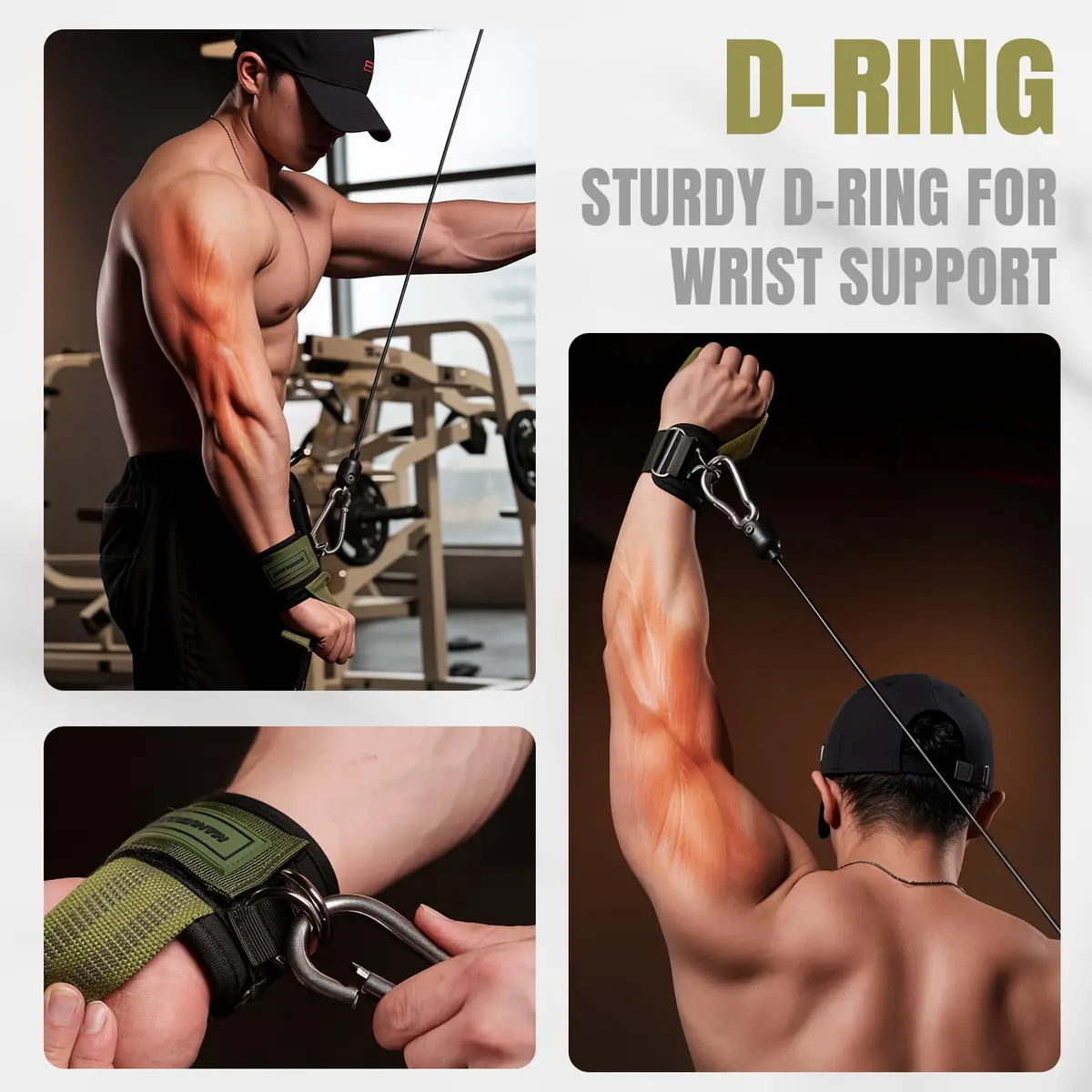 M MANUEKLEAR Green Lifting Straps with Double D-Ring & Padded Support, 34cm (13.4in) | Grip Strength for Weightlifting - view 5