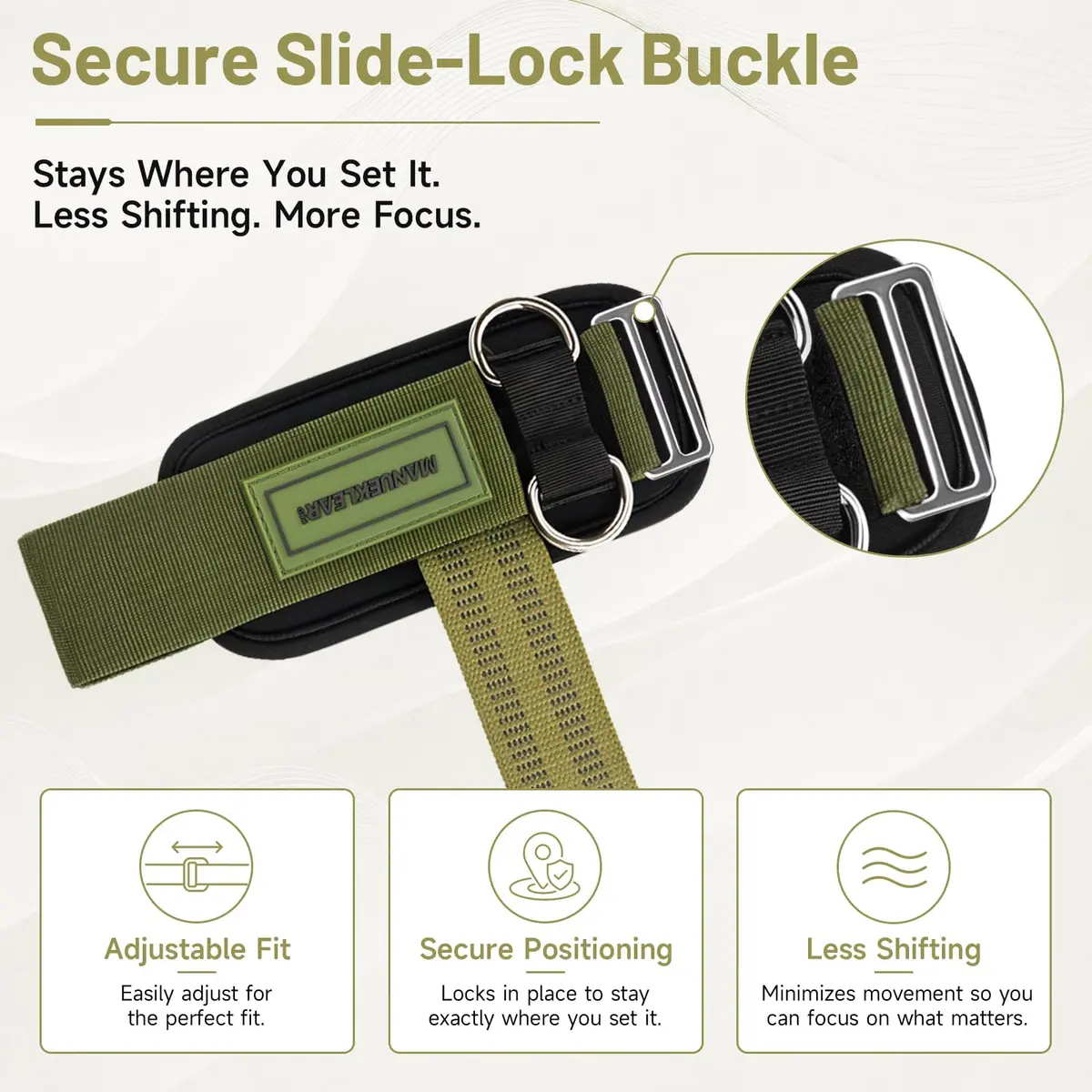 M MANUEKLEAR Green Lifting Straps with Double D-Ring & Padded Support, 34cm (13.4in) | Grip Strength for Weightlifting - view 6