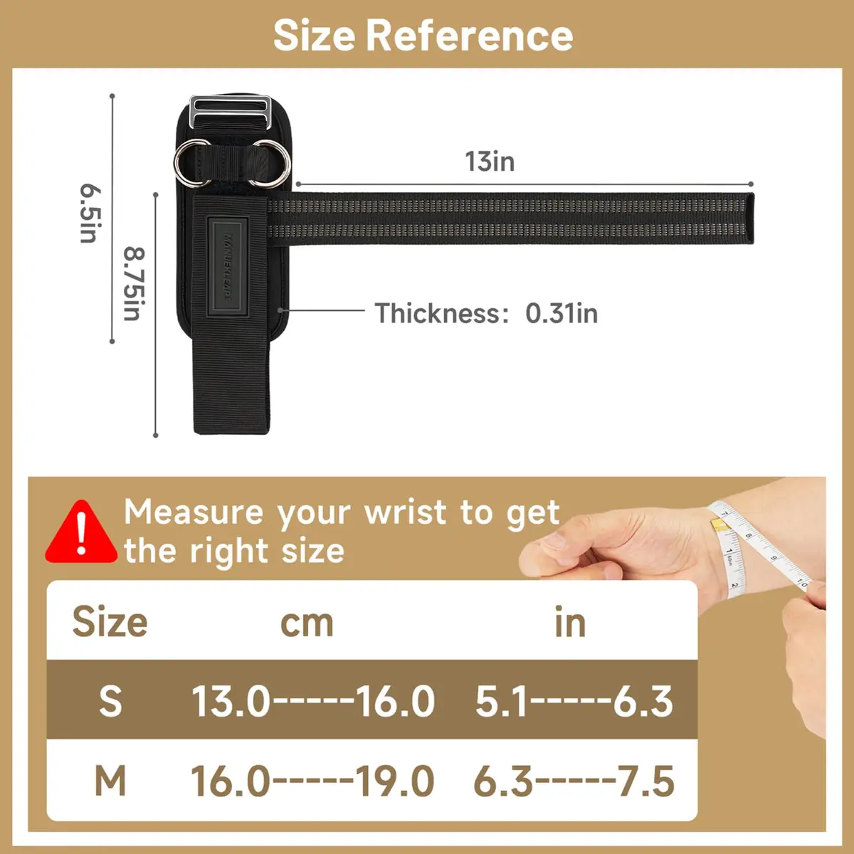 M MANUEKLEAR Black Lifting Straps with Double D-Ring & Padded Wrist Support for Weightlifting, Gym Workouts (Pair, M: 6.3-7.5 inch) - view 2