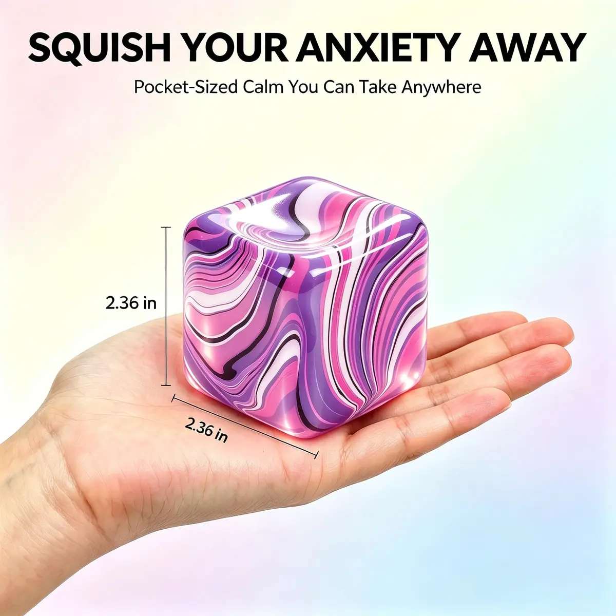 Drephere Purple Ice Cube Stress Ball 5.6cm (2.2 inches) | Non-Toxic Sensory Toy for Kids & Adults - view 2
