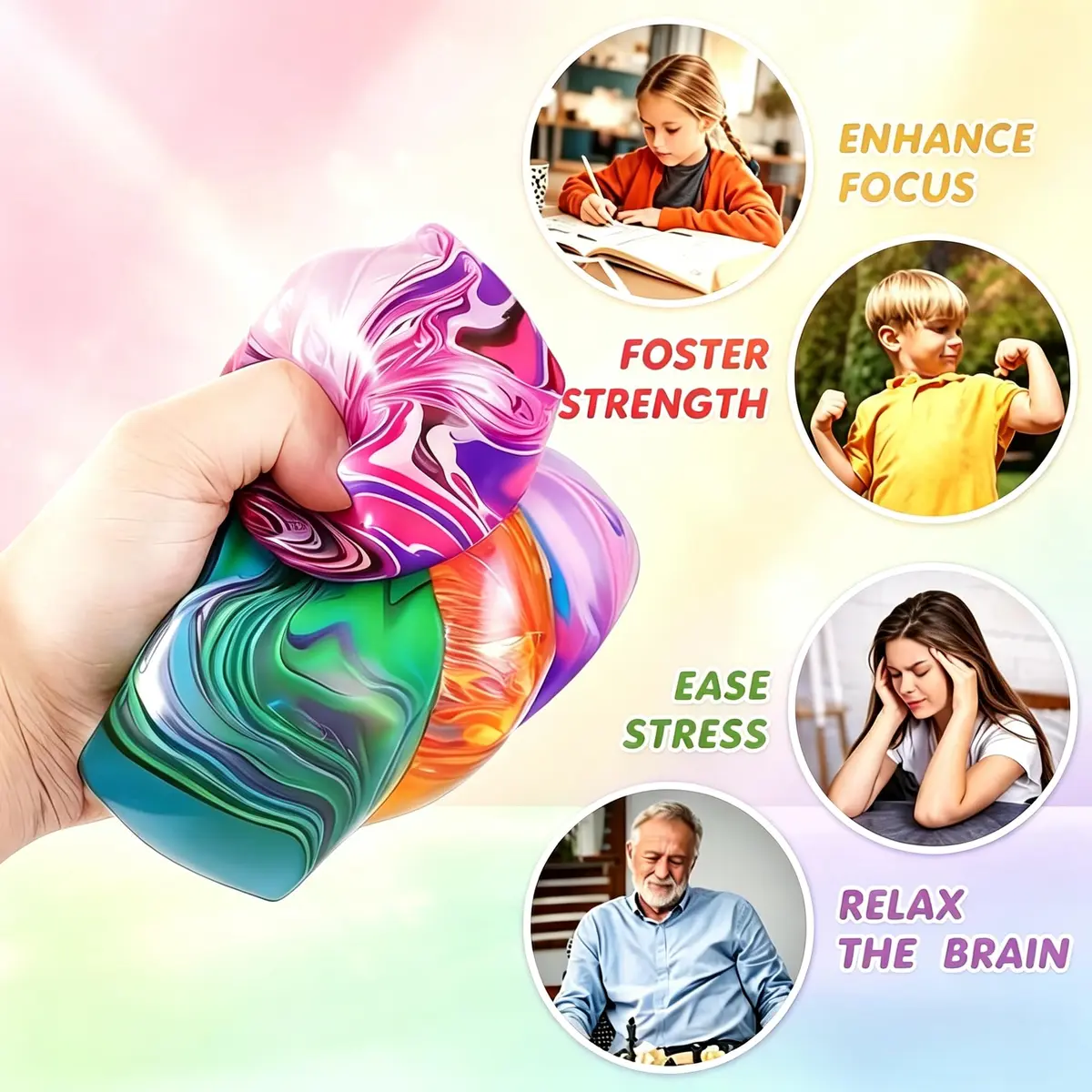 Drephere Purple Ice Cube Stress Ball 5.6cm (2.2 inches) | Non-Toxic Sensory Toy for Kids & Adults - view 3